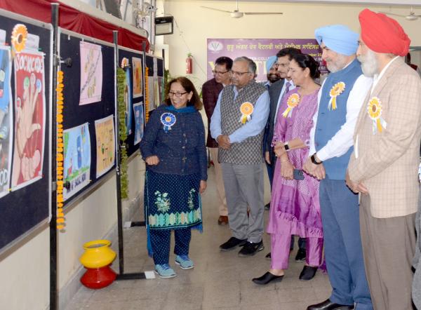 Mr. Vikas Kumar, IRS, Dr. JPS Gill, Vice Chancellor and Dr. PS Brar visiting the display site